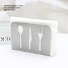 Napkin Holder Unique Knife Fork Cutout Pattern Anti Slip Upright Metal Napkin Holder for   Restaurants Hotels