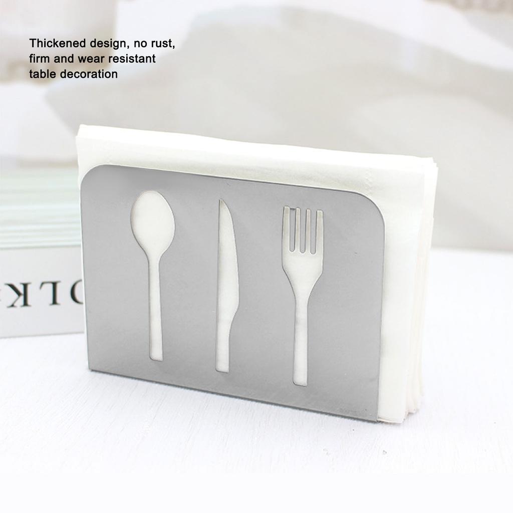 Napkin Holder Unique Knife Fork Cutout Pattern Anti Slip Upright Metal Napkin Holder for   Restaurants Hotels