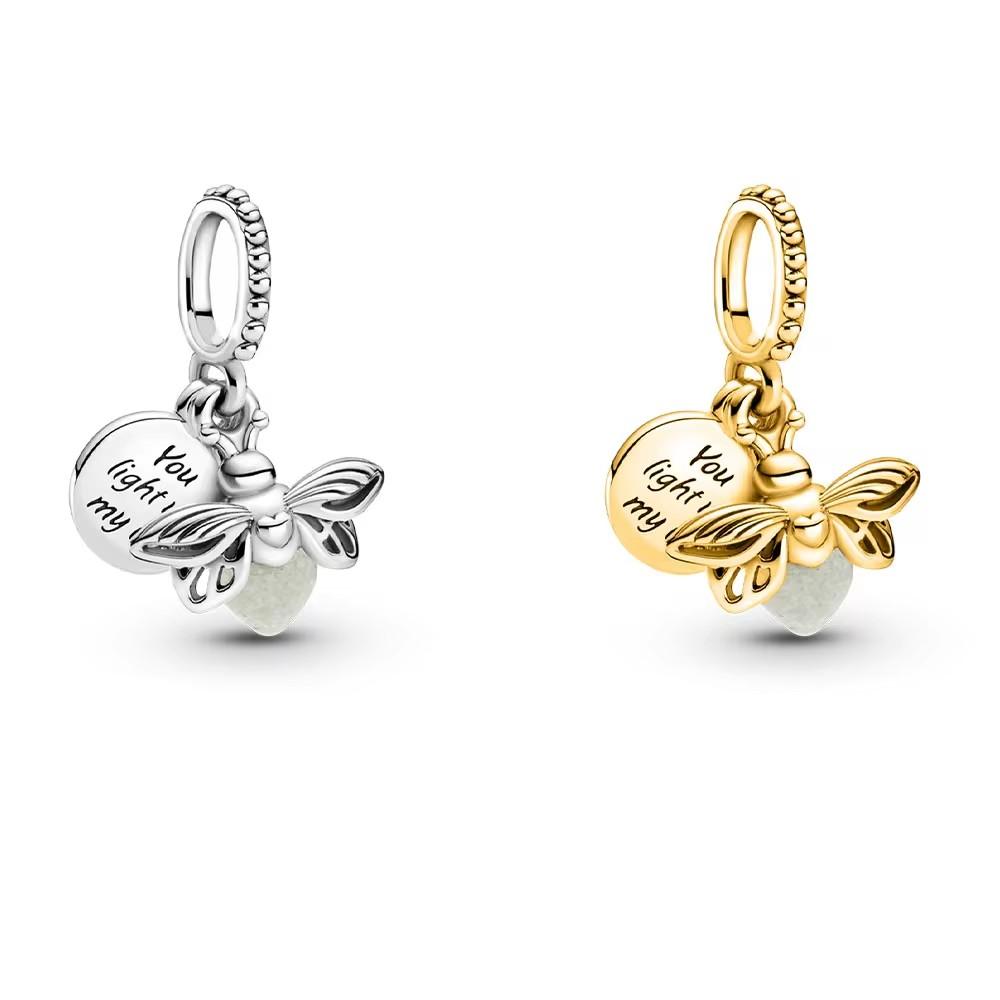 Luminous Firefly Love Gift 925 Silver Charm Beads fit Original Charms Bracelet Accessories Necklace Silver Jewelry DIY