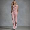 Europäisches Mode Gold Samt Ärmelloses Kapuzentop & Hose Set - Lässiger Stil