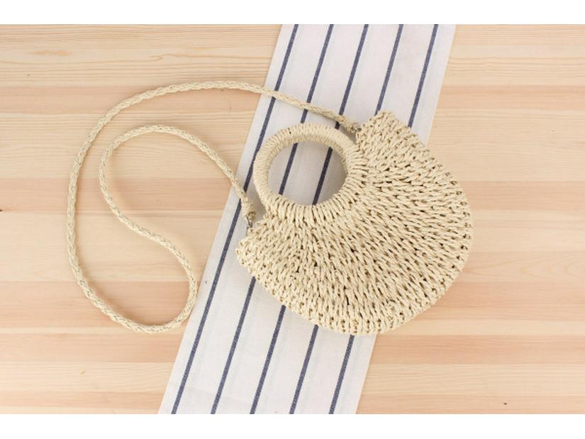 Women's Simple Style Semicircle Woven Beach Tote Crossbody Bag