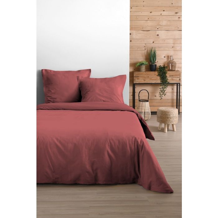 Housse de couette en coton 240 x 260 cm uni Edenne rouge