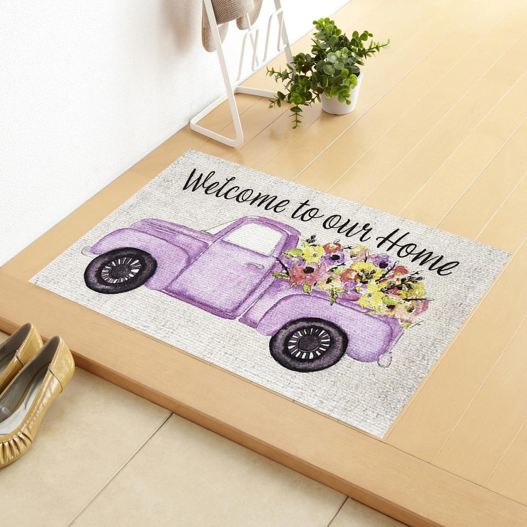 Flowers Household Door Mat Kitchen Absorbent Floor Mat Bathroom Non-Slip Mat Bedroom Living Room Carpet