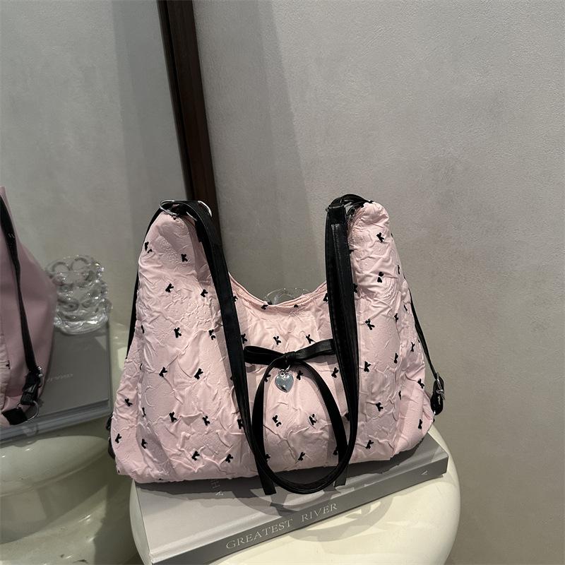

Bow lazy sweet literary large capacity shoulder bag new fashion commuter versatile student backpack розовый