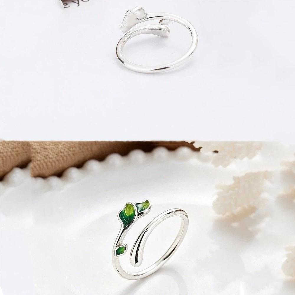 Adjustable Leaf Opening Ring Irregular Women's Ring Fashion Enamel Leaf Ring  Party