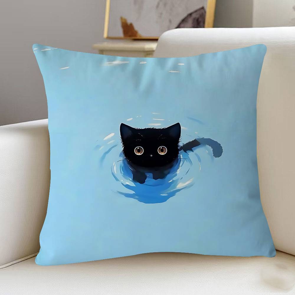 

Cute Cartoon Cat Pillow Cover Sofa Cushion Cover Home Room Decoration Children Gift 12x12Inch