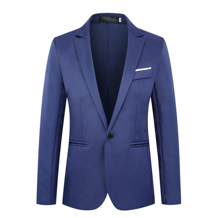 

Мужской повседневный деловой пиджак, осенний, облегающий, не требующий глажки, не мнется, модный, однотонный, базовый, универсальный костюм XXXL темно-синий