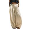 2026 Women's European American Spring/Autumn Casual Loose Pants with Pockets, Elastic Waist, Solid Color