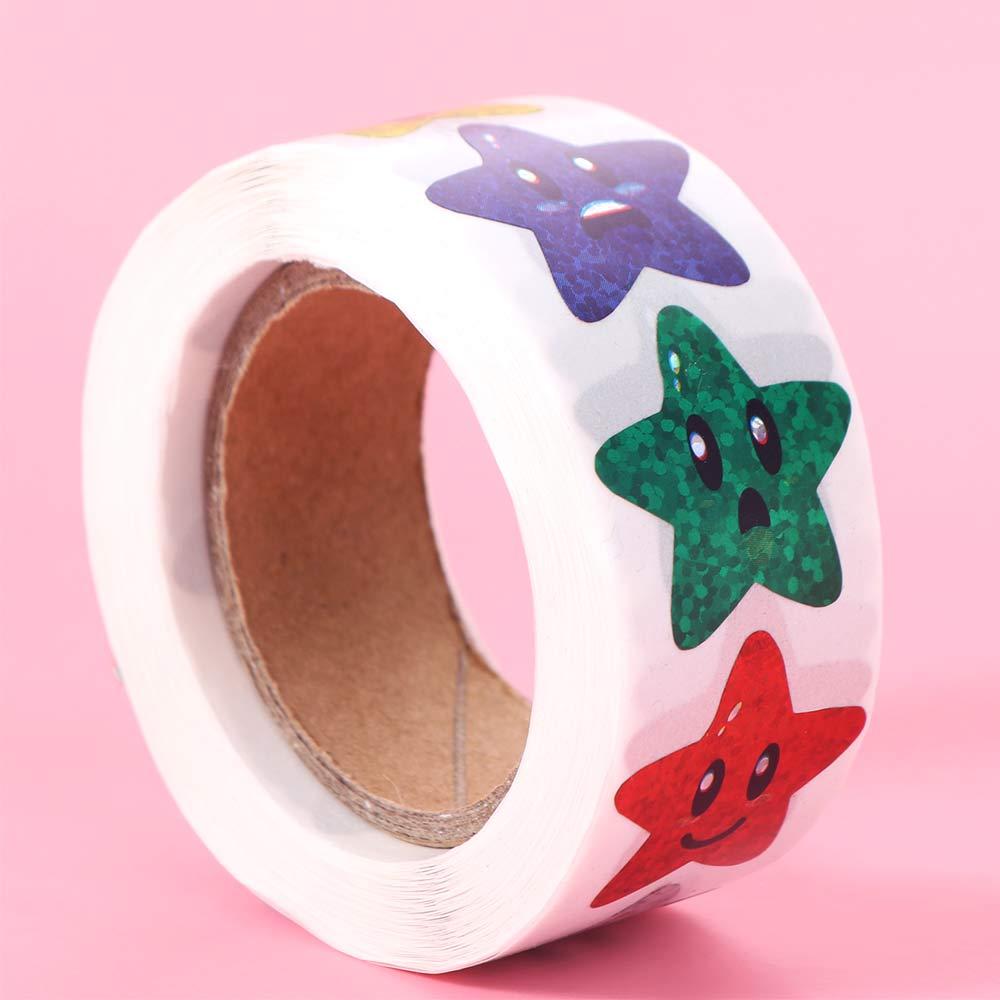 500pcs/roll Office Stationery Colorful Glitter Star Stickers Teacher Encouragement Supply  School