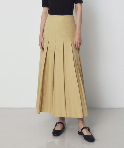 RIDIFI Cotton Pleats Skirt_Beige