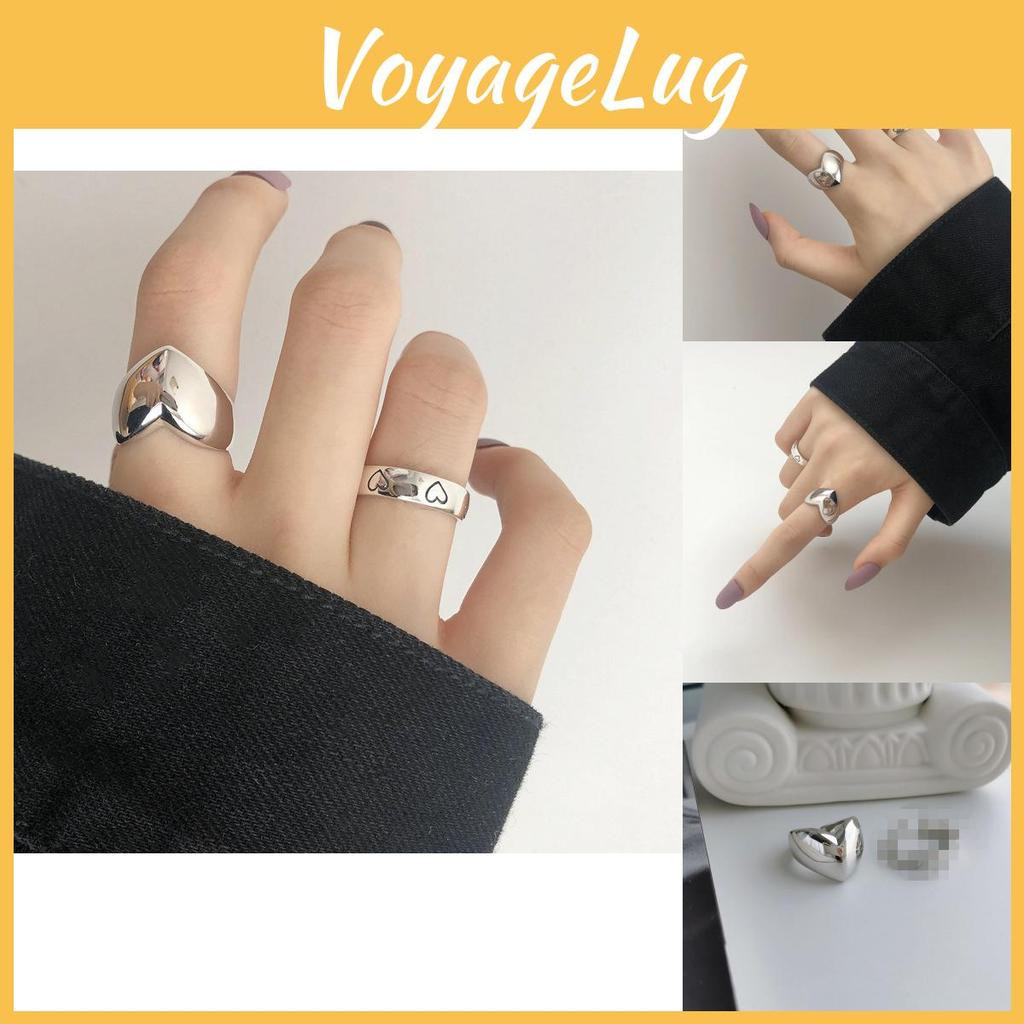 Stylish Korean Heart Shape S925 Silver Ring For Women Adjustable Fashionable Jewelry