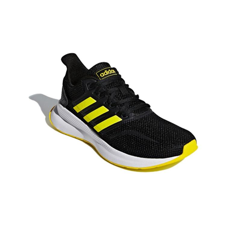 Adidas Neo Runfalcon J Slip Resistant Low top Kids' Running Shoes Black Yellow White Teenagers F36544