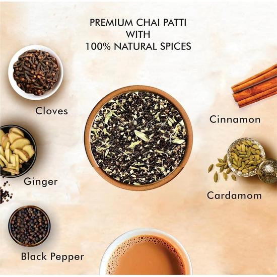 Octavius Masala Chai - 250 g Glas | 125 Tassen | 100% natürliche Gewürze | Masala-Tee | Schwarzer Tee | Reichhaltiger Geschmack & Aroma | Premium und erfrischender Gewürztee