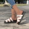 Nuevas Pantuflas de Mujer Tallas Grandes 2026 Una Tira Hebilla Color Sólido Sandalias de Deslizamiento Casuales