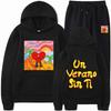 Mens Casual Hoodie Jogger Pants Set Bad Bunny Print Streetwear Outfit Fall