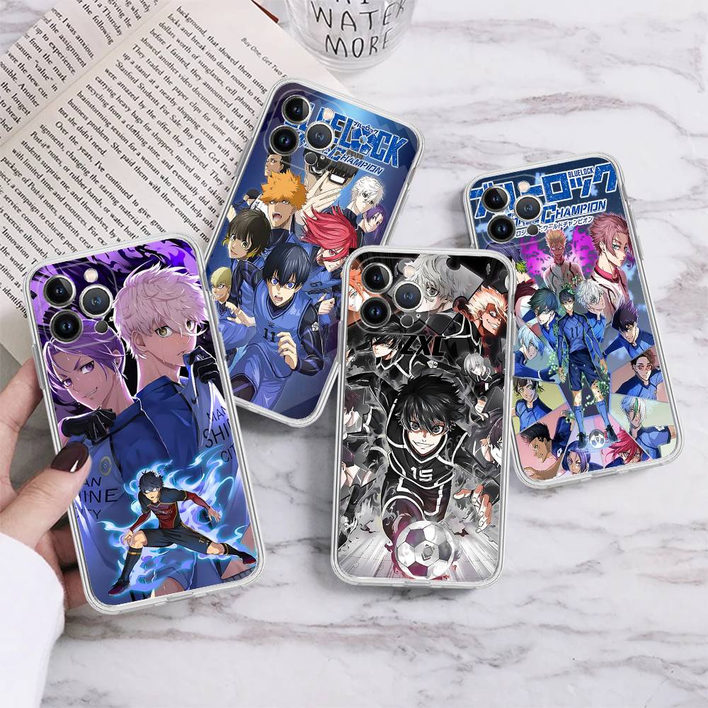 Football Anime B-Blue L-Lock Transparent Soft Phone Case For IPhone 15 12 14 16 17 13 Plus 11 Pro Max 13 Pro