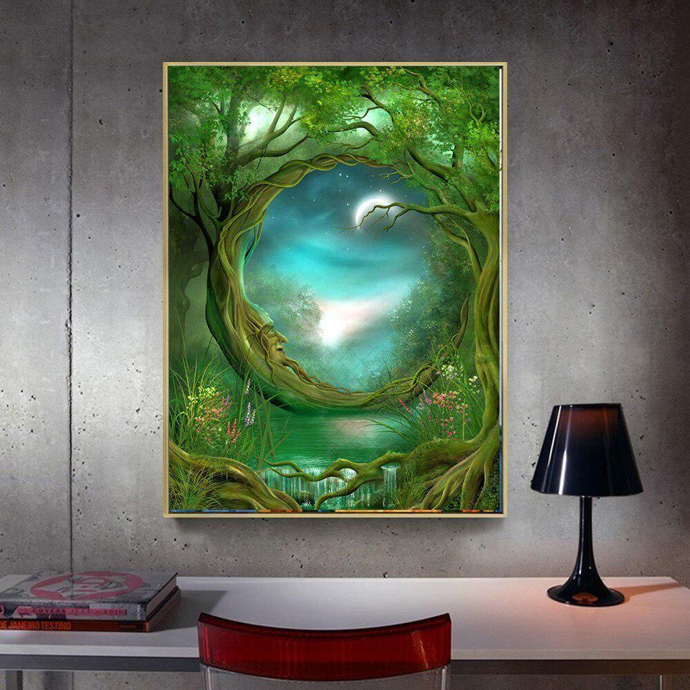 5D DIY Diamond Paint Velký strom Old Man Art Full Dill Round Roundstone