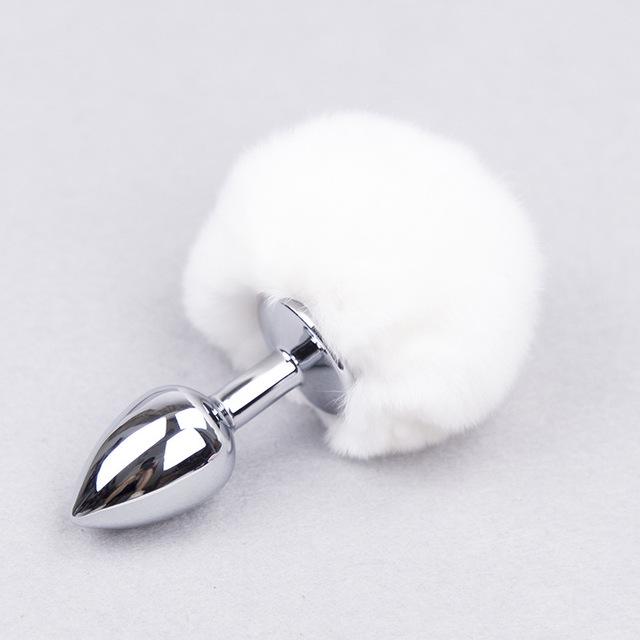 Anal Toy Butt Plug with Crystal Jewelry Smooth Touch Stainless Steel Bunny Tail Anal Plug Anal Sex Toys for Woman Men Gay