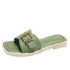Women's Fashionable Summer Non-Slip Flat Flip Flops - Versatile Outdoor & Beach Square Buckle Slippers