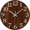 Wall clock luminous wall-mounted wooden silent continuous second hand large numbers automatically lights up dark visible night glow-in-the-dark 3D