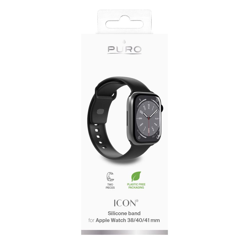 Pasek Silikonowy Puro Icon Do Apple Watch 38 / 40 / 41 Mm - Czarny (2 Szt.)