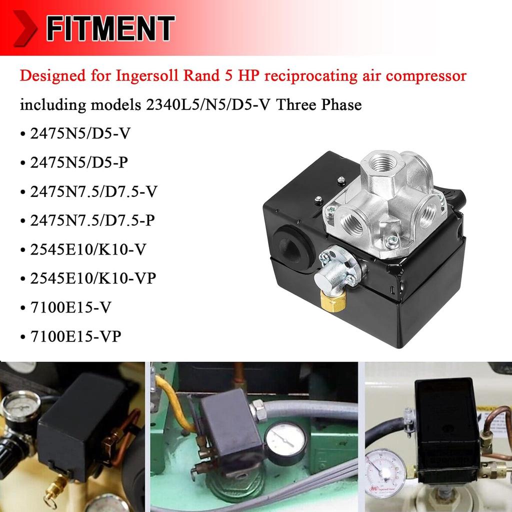 23474570 Pressure Switch Two Stage Compressor 135-175 PSI Fit for Ingersoll Rand Air Compressor 2475 2545 2340