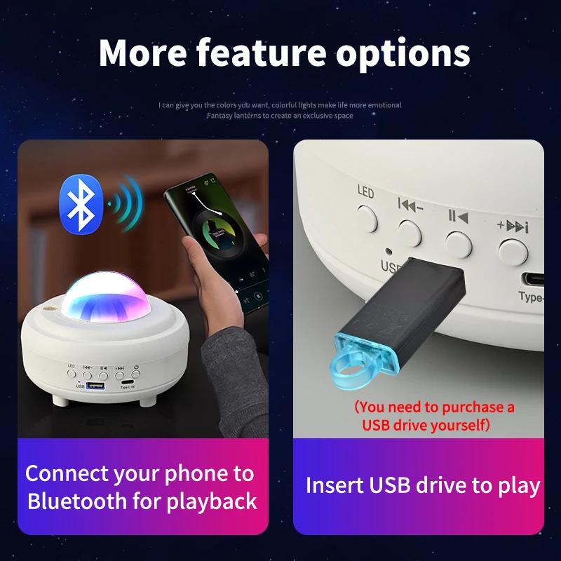 Dynamics Northern Lights Starry Sky Projection Light USB Plugged In Music Player Atmosphere Moon Light Projection Nightlight