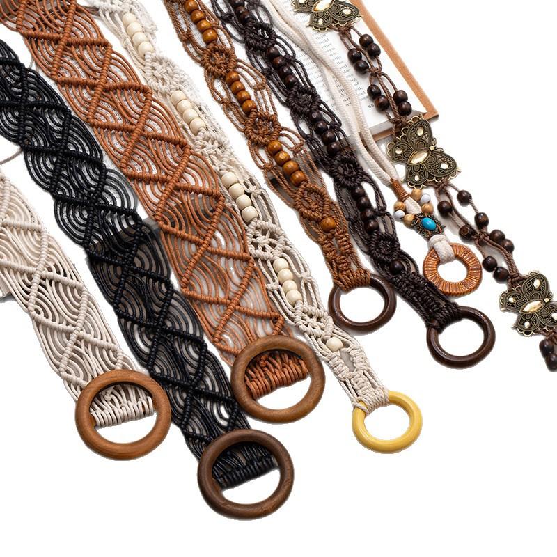 Bohemian Woven Waist Rope Belt Retro Ethnic Decorative Waist Chain For Women, Korean Style Casual Accessory
