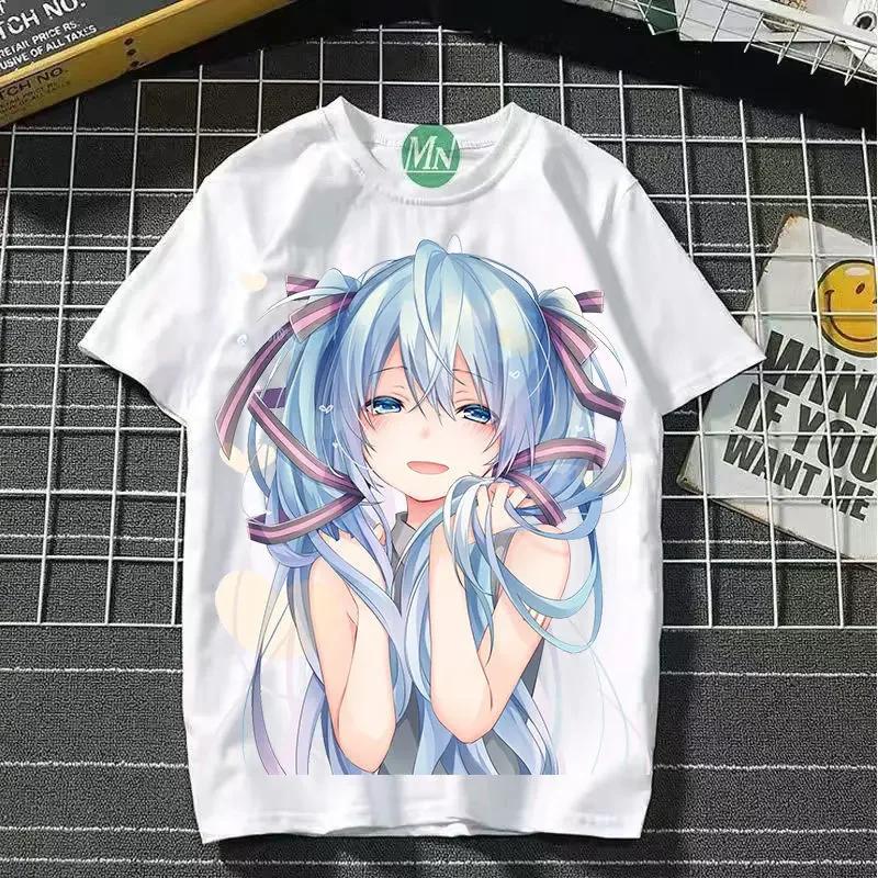 TXHatsune Miku Co-branded Animation 2D Short-sleeved T-shirt Cartoon Comic Printing Student Ladies Short-sleeved Clothes New Style