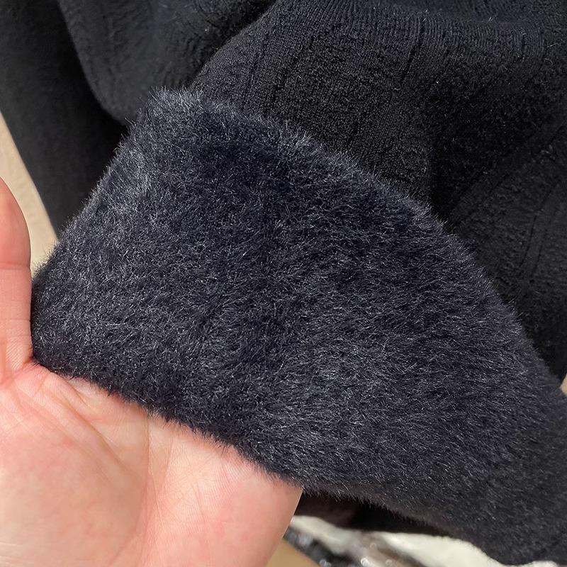 Half High Neck Plush Warm Pullover Sweater for Women Autumn and Winter Long Sleeve Fleece Base Sweater Woman Elegant Solid Slim Casual Jumpers 25217