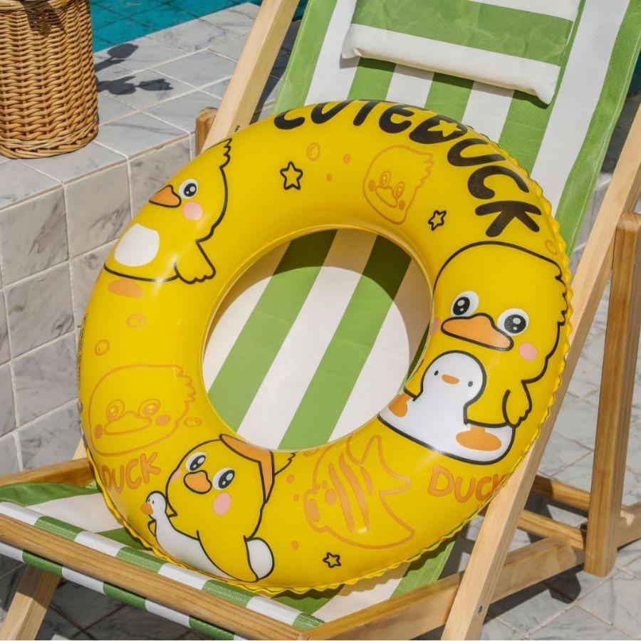 Factory wholesale small yellow duck children's thickened swimming ring baby cartoon inflatable anti-rollover armpit ring