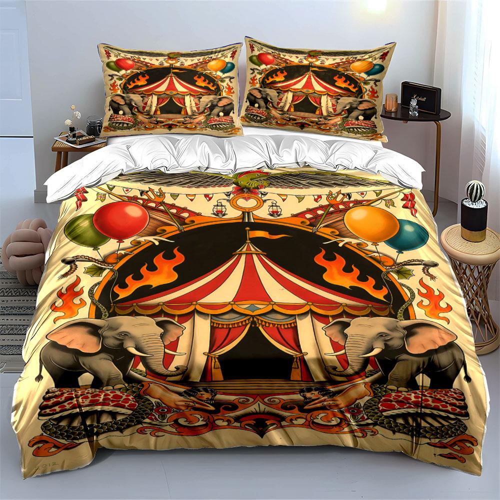 Circus tent with elephants. Bedding sets Duvet cover sets Duvet covers Pillowcases(1* Duvet Cover 2* Pillowcases without duvet insert)