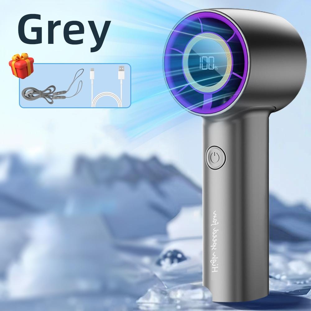 Bærbar vifte Høyhastighets Håndholdt USB-lading Digital skjerm 100-hastighets vind Turbo Liten vifte