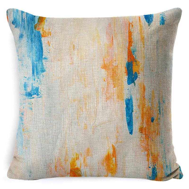 Heimdeko Kissen Kissenbezug Neu Türkis und Orange Abstrakte Kunst Malerei Wurfkissenbezug