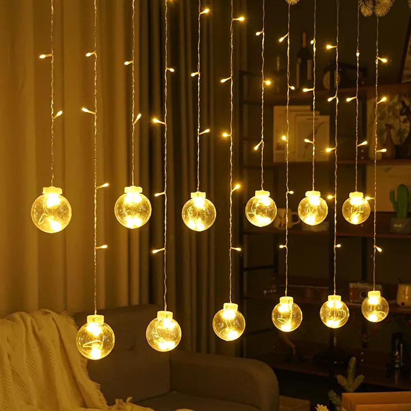 Waterproof LED Solar String Fairy Lights - Outdoor Garden Wishing Ball Curtain Decor Plug-in