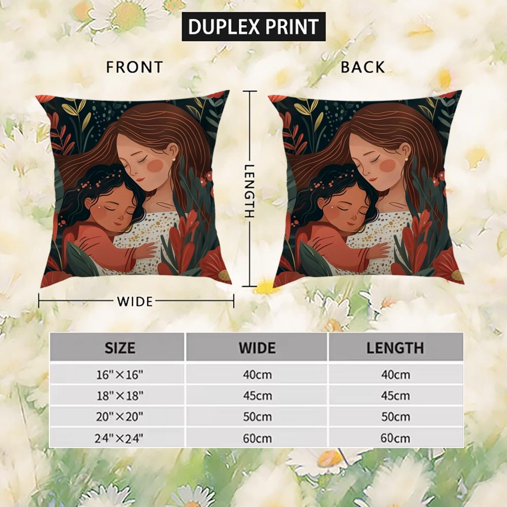 Love Mother Kids Flower Art Pillow Case For Car Sofa Decorative Home Double-sided Print Plush Square Throw Pillow Cushion Cover
