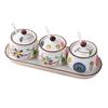 Ceramic seasoning Kitchen salt seasoning  Storage box set Household good-looking oil-splashed chili  Seasoning
