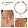 Preppy Aesthetic Beaded Necklace Women Layered Necklace, Heart Pendant Colorful Choker for Bohemian Jewelry Summer Beach Gift Mom Daughter Girlfriend