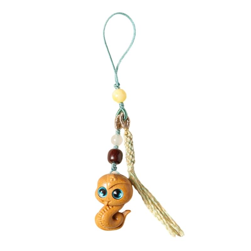Vintage Snake Charm Keychain Chinese Zodiacs 2025 Festive Car Keyring Accessory Handmade Mobile Phone Chain Ornament