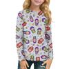 Children's Witch  Printed Long Sleeved Round Neck Top With Floral Print For Daily Casual T-shirt