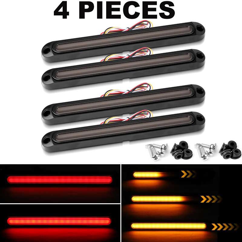 Upgrade LED Brake Tail DRL Lights 12V 24V Truck Trailer Waterproof 3 In 1 Red Yellow Integrated Flowing Water Turn Signal Lamps