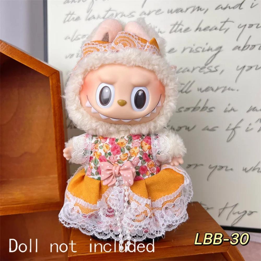 Only Clothes For 15-17CM Labubu Mini Accessories Clothes Clothing Dolls Set Sitting Party Scarf Hat Bag Cute Decoration Gift