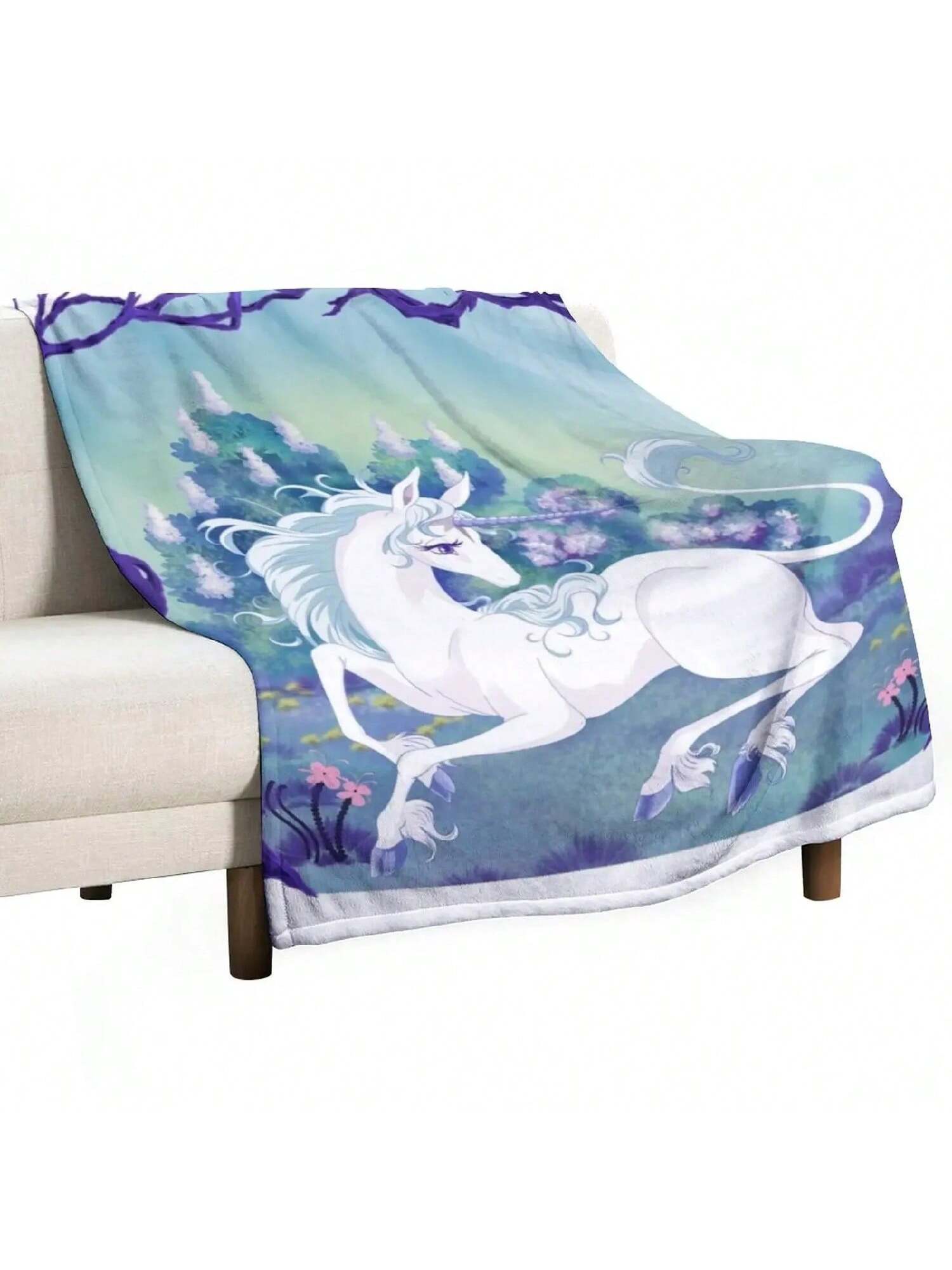 

Unicorn Lying In Framed Wood Throw Blanket Sofa Sofa Quilt 75X95CM сірий колір