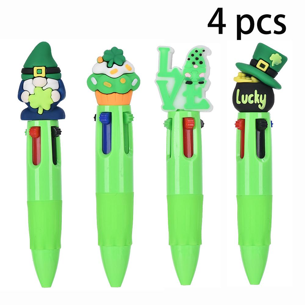 

St. Patrick Cute Press Mini Solid Color Four Color Pen Cute Cartoon Pen Student Stationery
