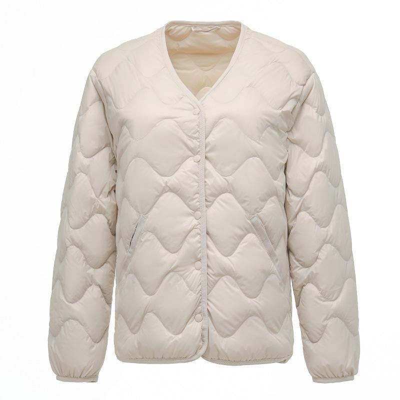 Pinghu, light and thin down jacket women's short V-neck autumn and winter new thin loose large size liner jacket tide