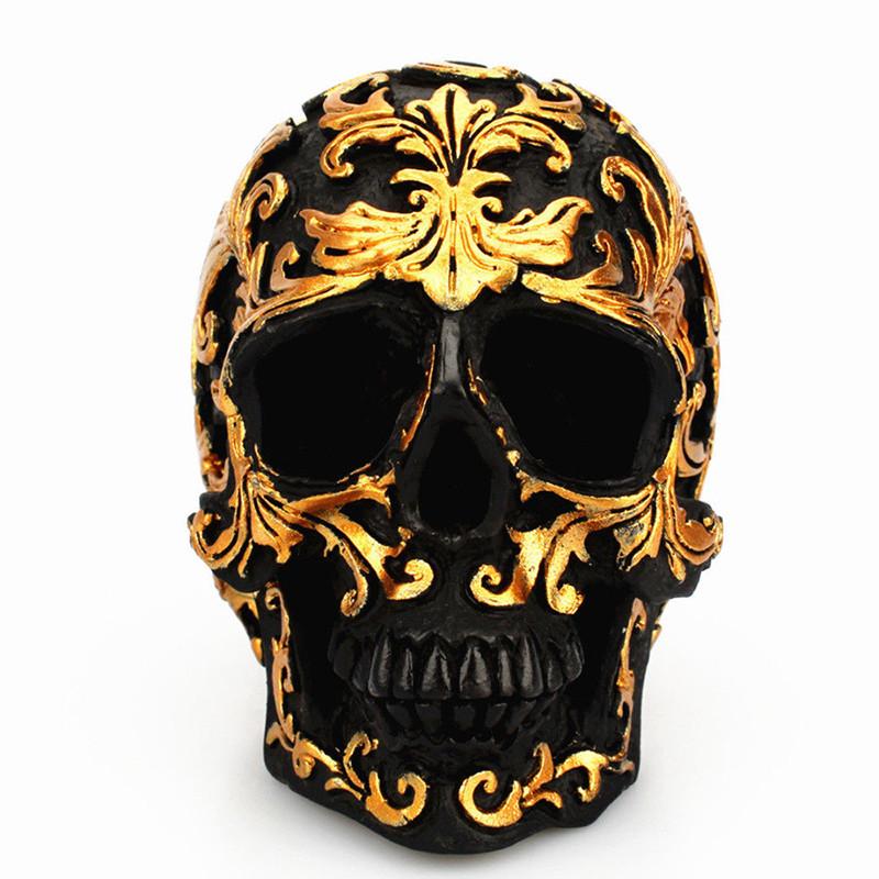 Elegante goldene Totenkopf-Figur Menschlicher Skelettkopf Perfekt für Halloween-Dekoration
