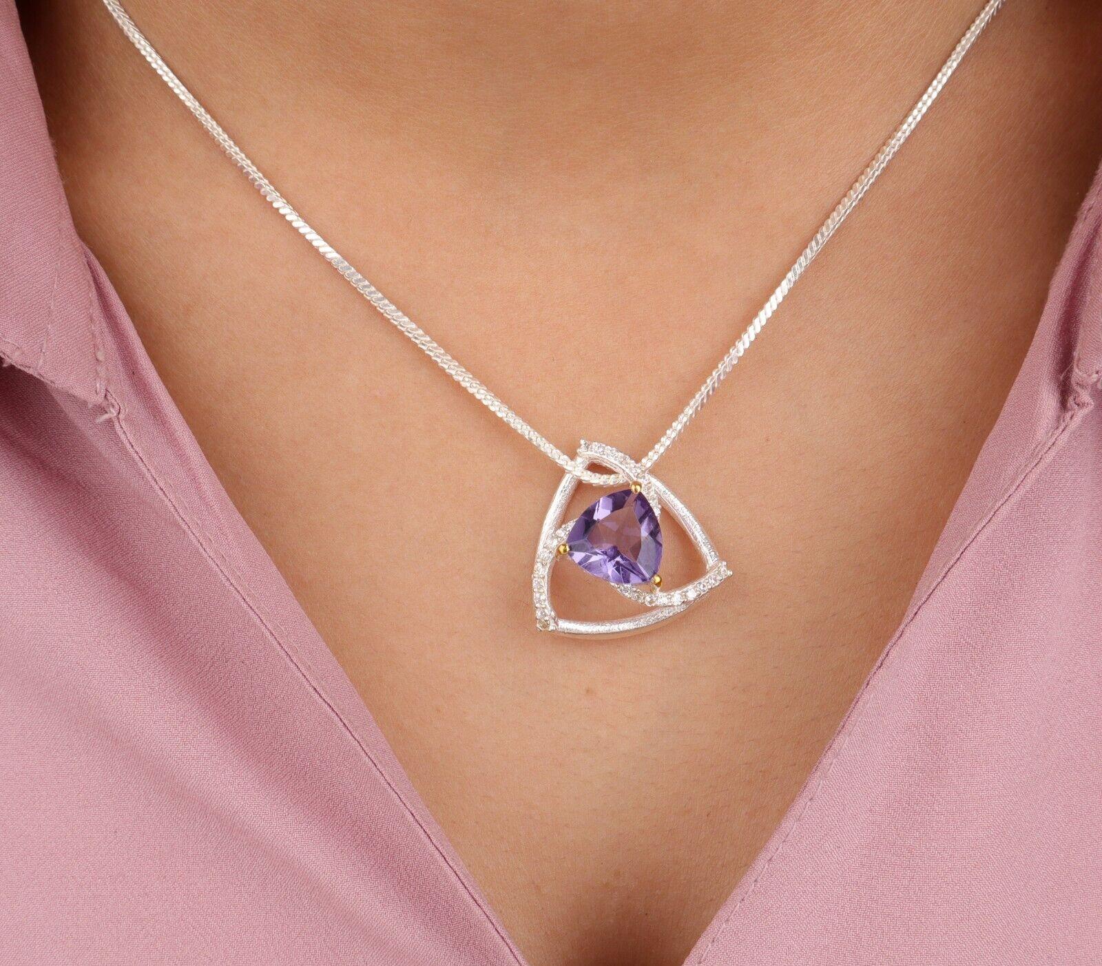 

Натуральный фиолетовый иолит драгоценный камень 925 проба стерлинговое серебро циркон ювелирные изделия свадебная подвеска CZP-10-10