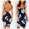 Fashion Summer Floral Dress Women Sexy Print Dress Backless Bodycon Slip Dress