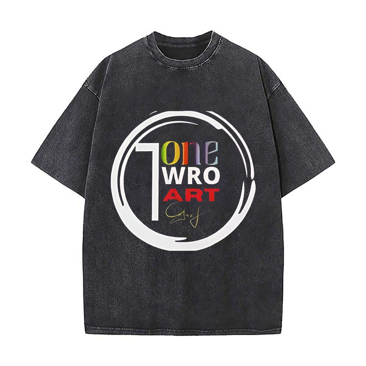 One Wro Art Creative Brand Art Daily Commute Vintage Distressed T Shirt Loose Washed Sleeve S