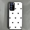 Black Heart Pattern Phone Case for OPPO Reno6 5G Acrylic Back TPU Bumper Shockproof Protective Cover, Minimalist Korean Style